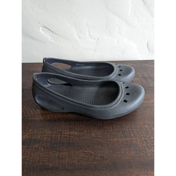 Crocs Kadee Flat Black Slip-On Shoes - Size 8 - Picture 1 of 8